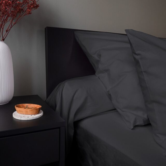 Dejorine - Drap plat en Percale de coton - Gris anthracite