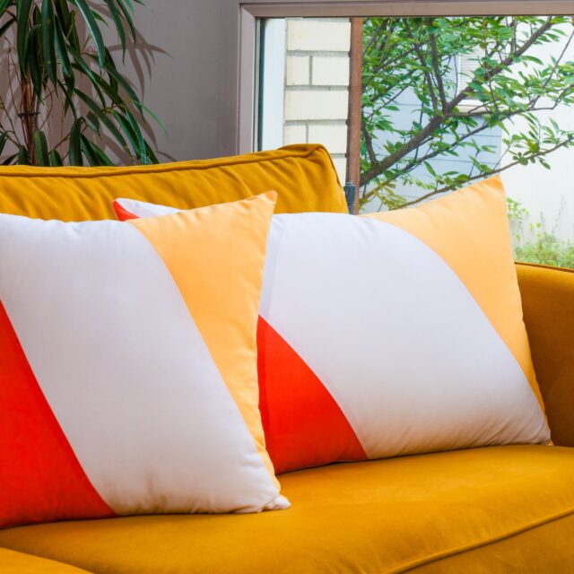 Dejorine - Housse de coussin Solis Jaune et Orange