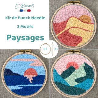 Kit Punch Needle 3 Motifs Paysages par la marque C’Reparti C’Reparti - Kit Punch Needle 3 Motifs Paysages