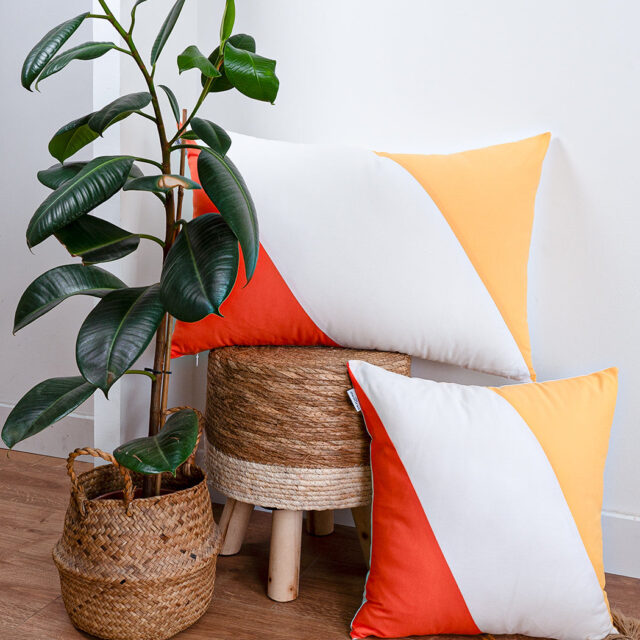 Dejorine - Housse de coussin Solis Jaune et Orange