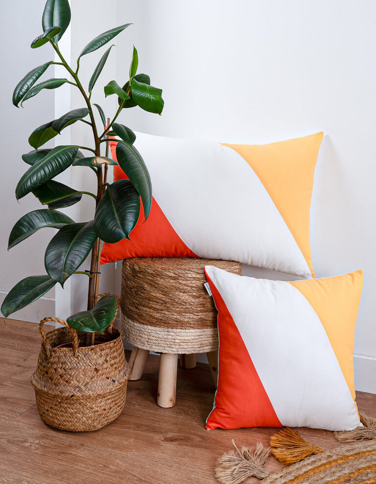 Dejorine - Housse de coussin Solis Jaune et Orange – 60x60cm