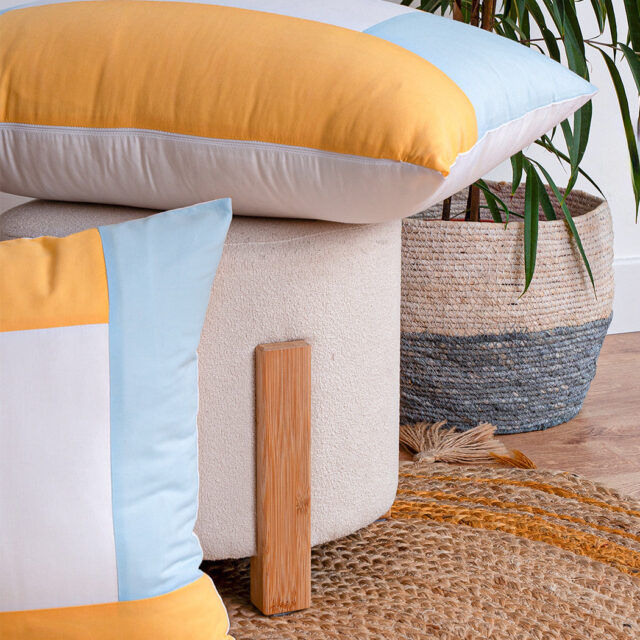 Dejorine - Housse de coussin Quadra Jaune et Bleu