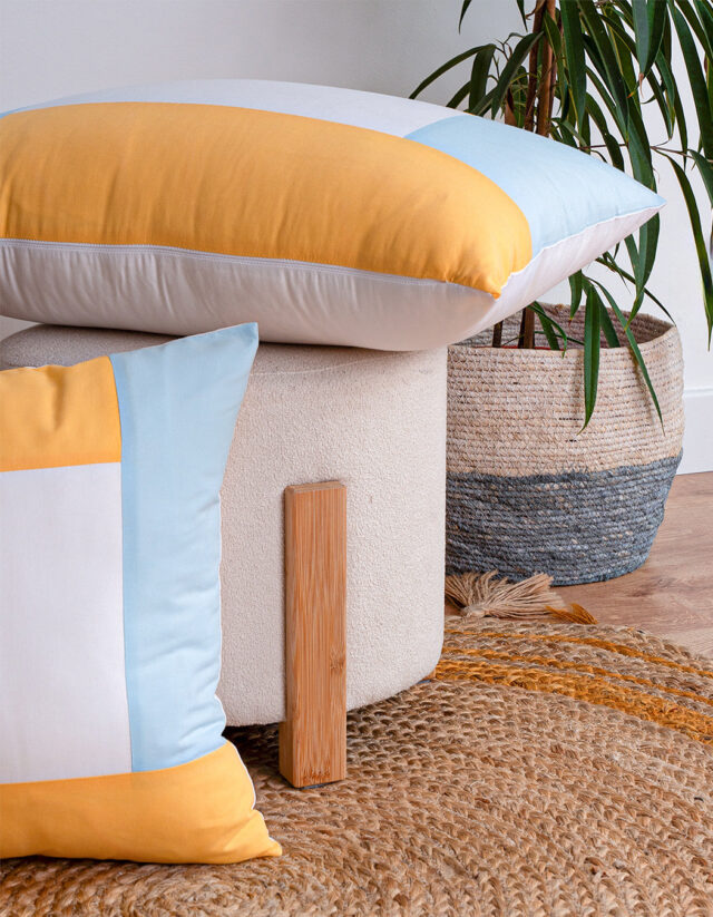 Dejorine - Housse de coussin Quadra Jaune et Bleu