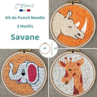 C’Reparti - Kit Punch Needle 3 Motifs Savane