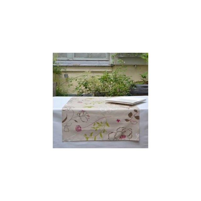 Fleur de Soleil - Chemin de table Camélia vert prune