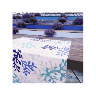 Fleur de Soleil - Chemin de table Corail bleu