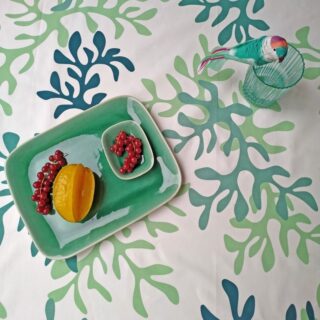Fleur de Soleil - Chemin de table Corail vert