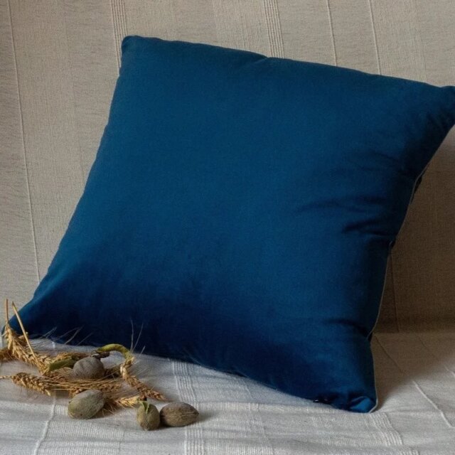 Fleur de Soleil - Coussin velours Bleu
