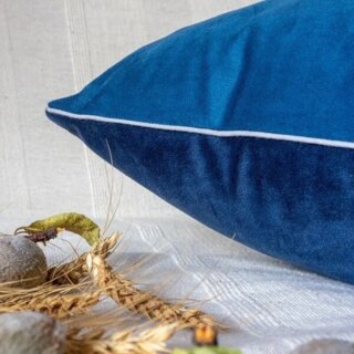 Fleur de Soleil - Coussin velours Bleu