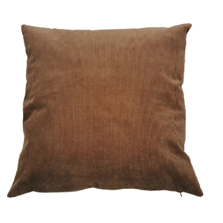 Fleur de Soleil - Coussin velours côtelé caramel