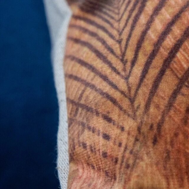 Fleur de Soleil - Coussin velours plumes paon orange