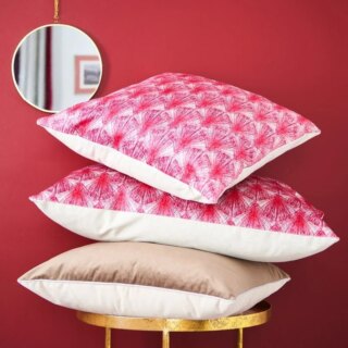 Fleur de Soleil - Coussin velours plumes rouge