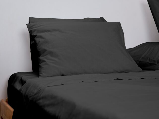 Dejorine - Drap plat en Percale de coton - Gris anthracite