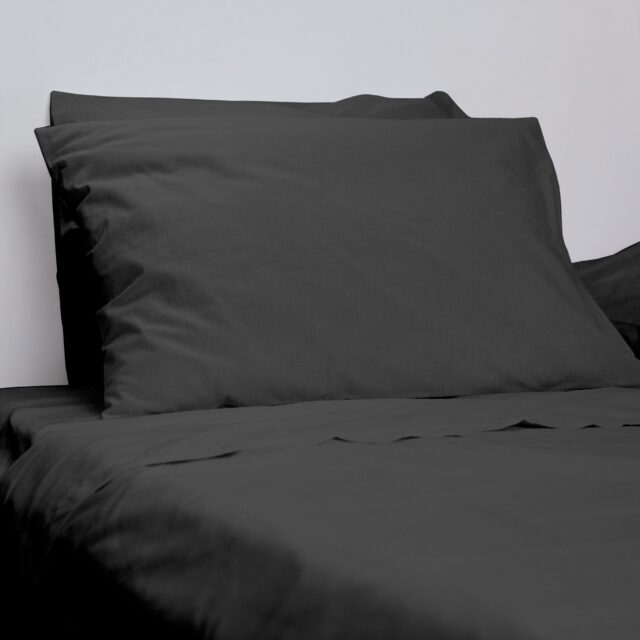 Dejorine - Drap plat en Percale de coton - Gris anthracite