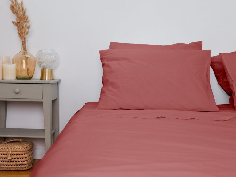 Dejorine - Drap plat en Percale de coton - Vieux rose – 270x300cm