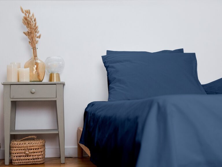 Dejorine - Drap plat en Percale de coton - Bleu marine – 270x300cm