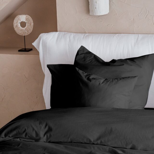 Dejorine - Housse de couette en Percale de coton - Gris anthracite
