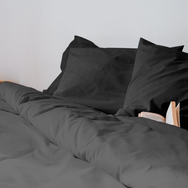 Dejorine - Housse de couette en Percale de coton - Gris anthracite