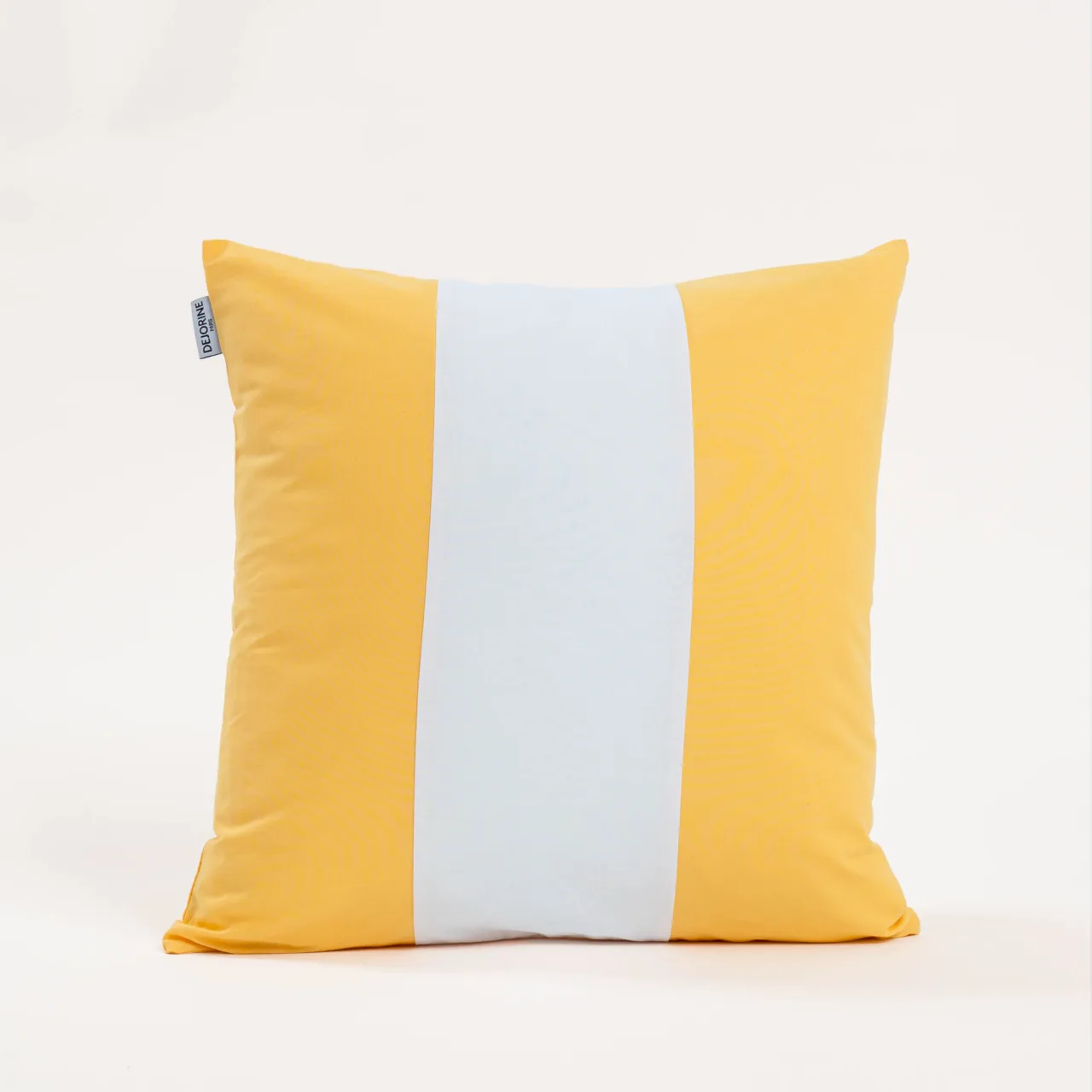 dejorine housse de coussin clava jaune blanc carree packshot 1 Dejorine - Housse de coussin Clava Perle d'ambre