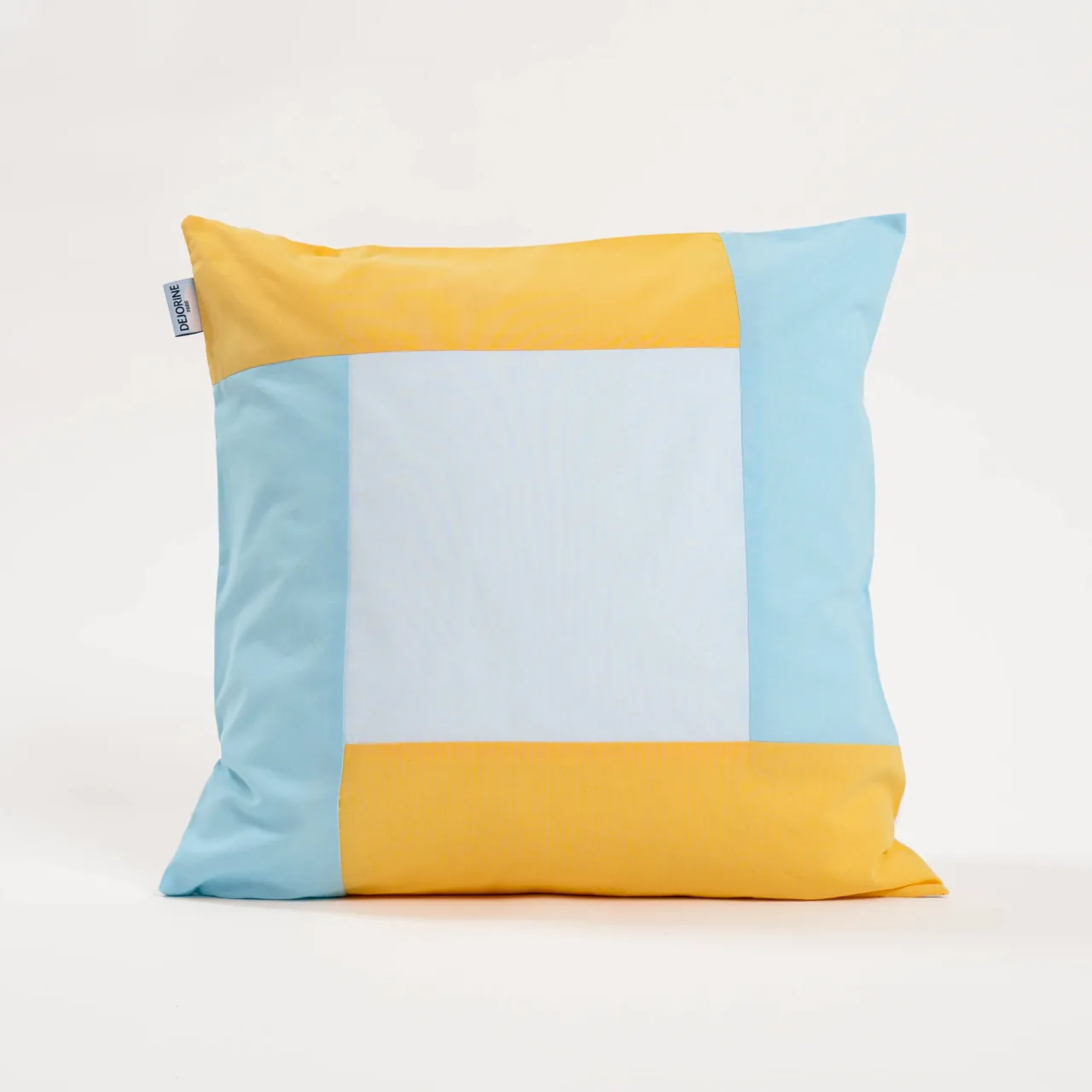 dejorine housse de coussin quadra bleu jaune blanc carree packshot 1 Dejorine - Housse de coussin Quadra Jaune et Bleu – 60x60cm