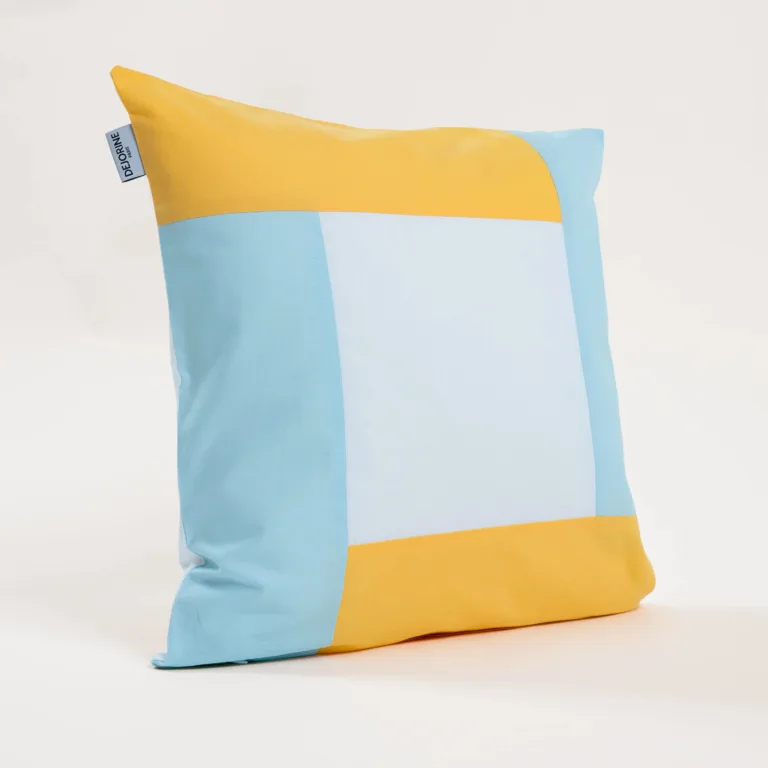 Dejorine - Housse de coussin Quadra Jaune et Bleu – 60x60cm