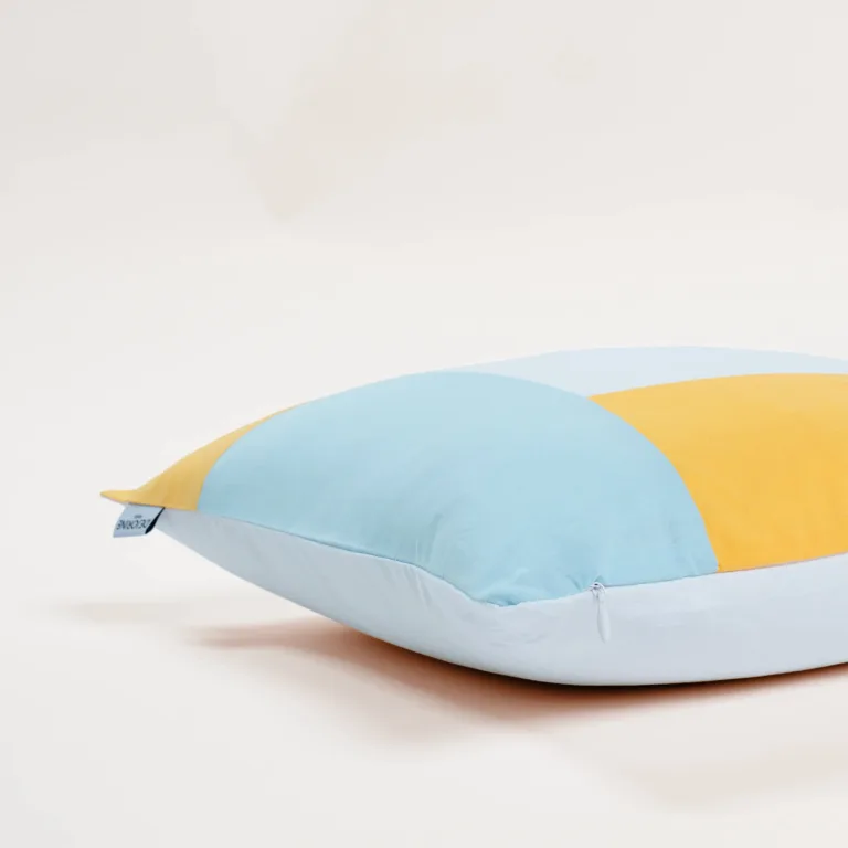 Dejorine - Housse de coussin Quadra Jaune et Bleu – 60x60cm