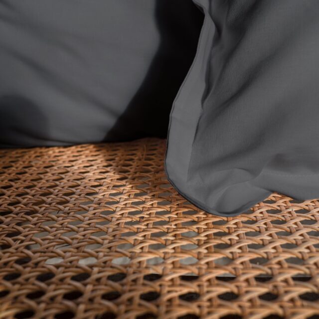 Dejorine - Housse de coussin unie en Coton - Gris souris