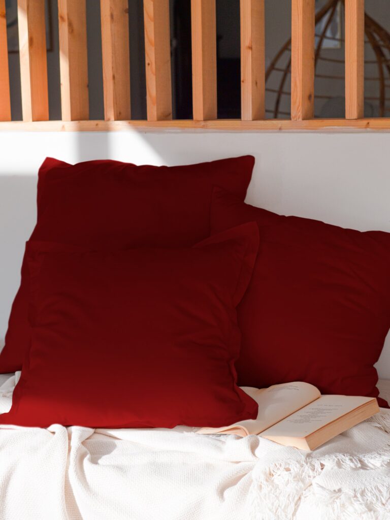 Dejorine - Housse de coussin unie en Coton - Rouge – 60x60cm / Standard
