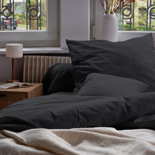 Dejorine - Housse de couette en Percale de coton - Gris anthracite