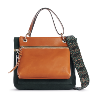 TUSSOR - Yole cuir Gold, Equipier vert forêt, Sangle floqué bronze, Anse cuir & Mousquetons