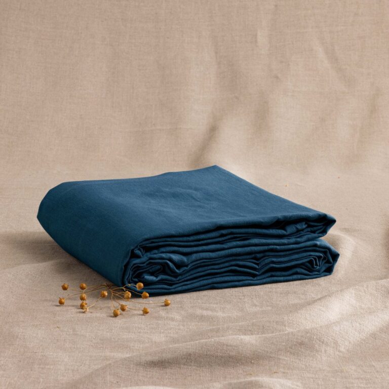 Embrin - Drap Plat en Lin - Bleu