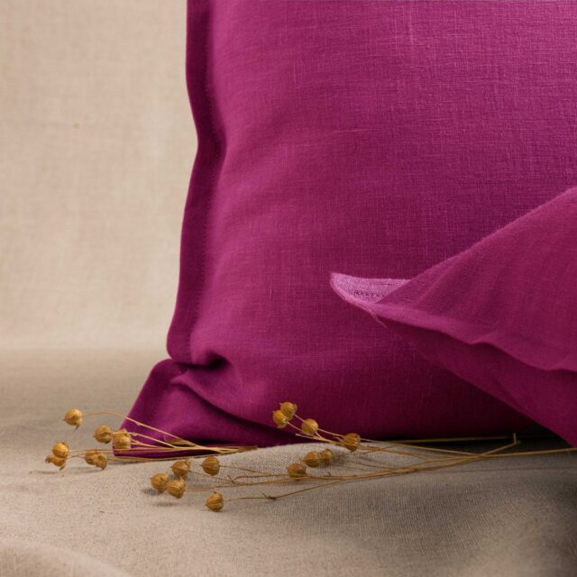 Embrin - Taie d'Oreiller en Lin - Rose