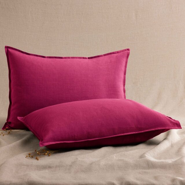 Embrin - Taie d'Oreiller en Lin - Rose