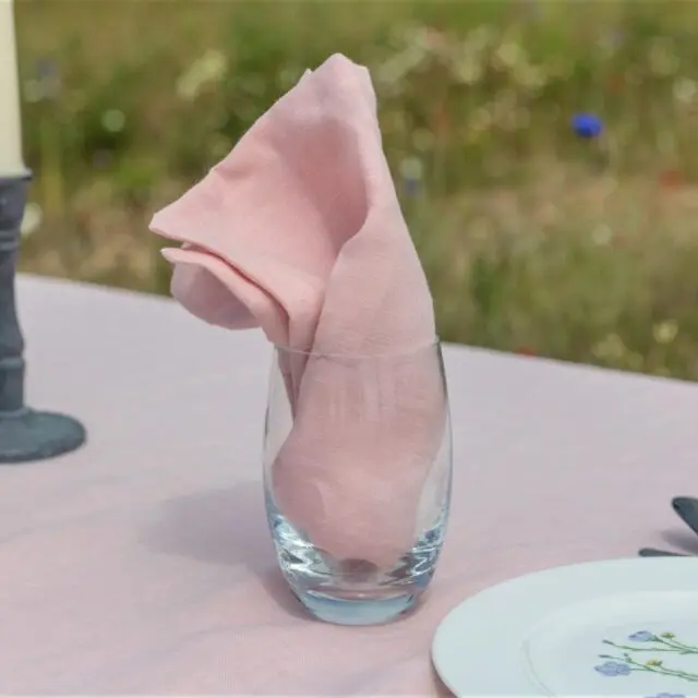 EMBRIN - Lot de 4 serviettes en lin – Pétale de Rose