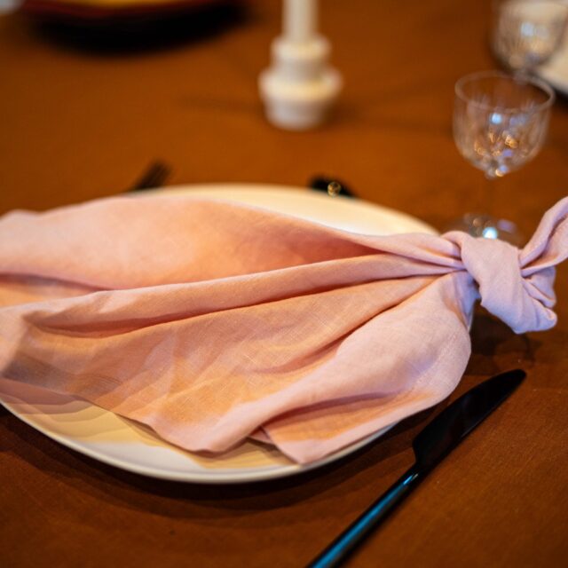 Embrin - Lot de 4 serviettes en lin - Pétale de Rose