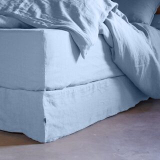 EMBRIN - Drap Housse en Lin  Bleu