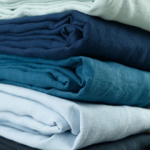 Embrin - Drap Housse en Lin - Bleu