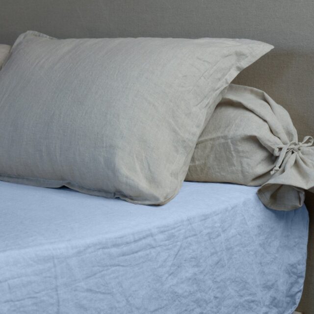 Embrin - Drap Housse en Lin - Bleu