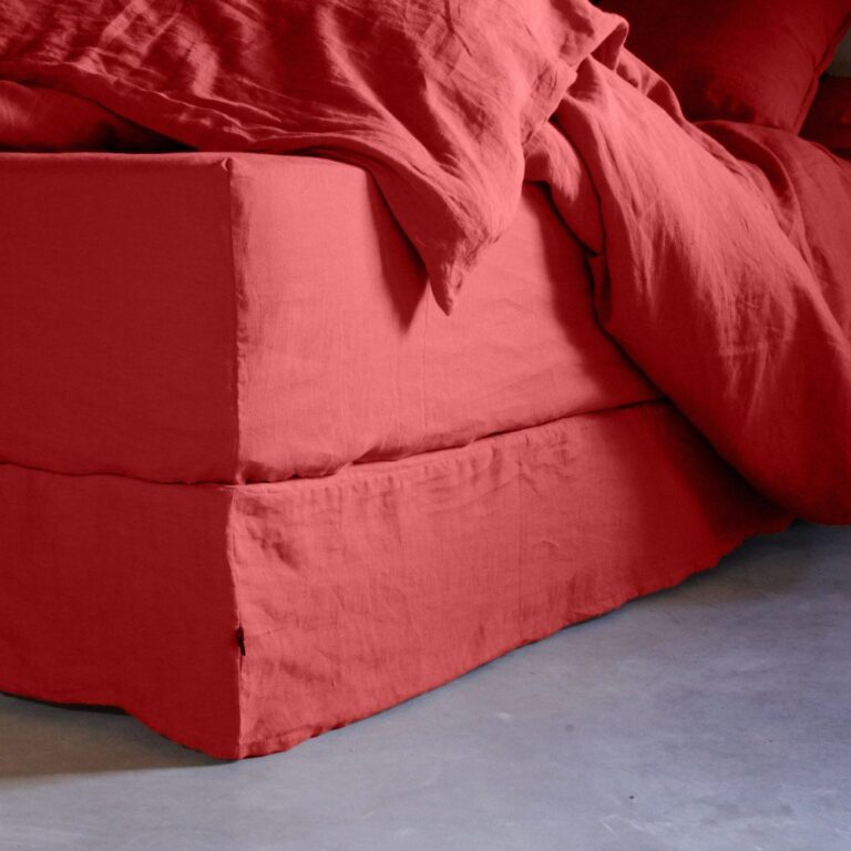 Embrin - Drap Housse en Lin - Rouge