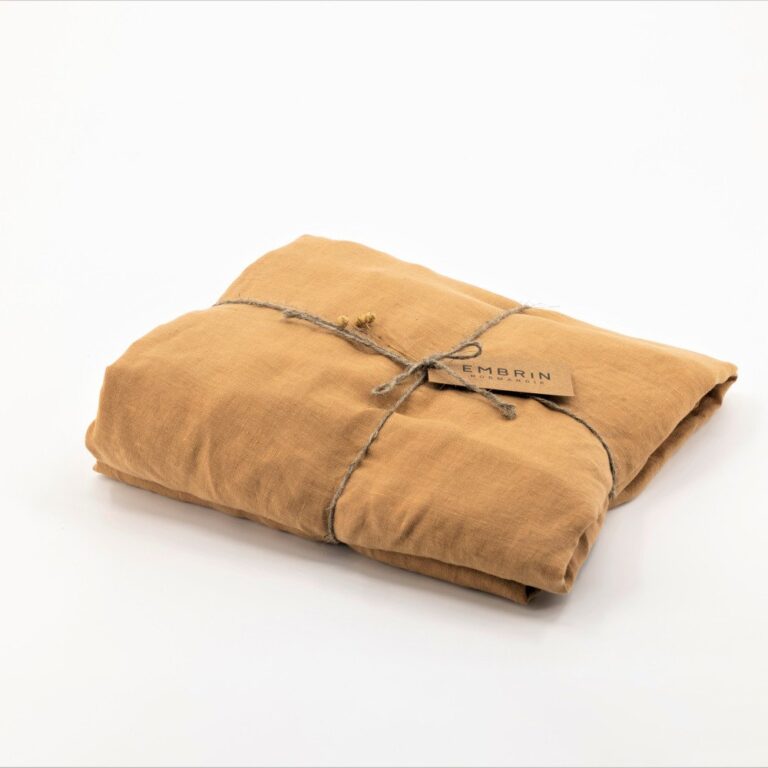 Embrin - Drap Housse Papillon en Lin - Miel