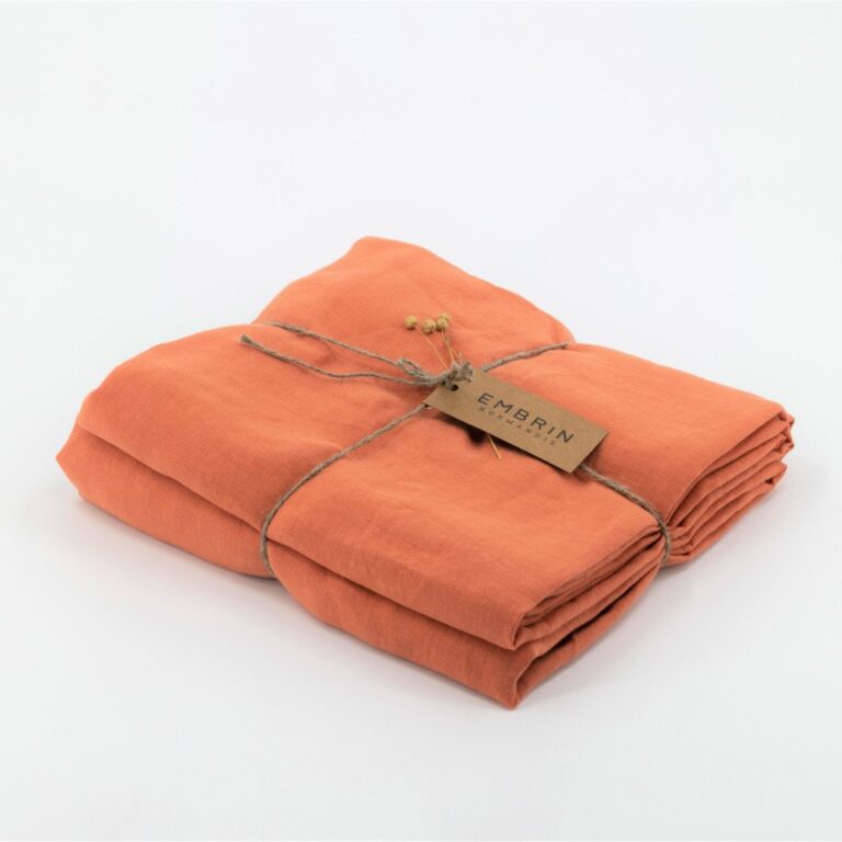 Embrin - Drap Housse en Lin - Abricot