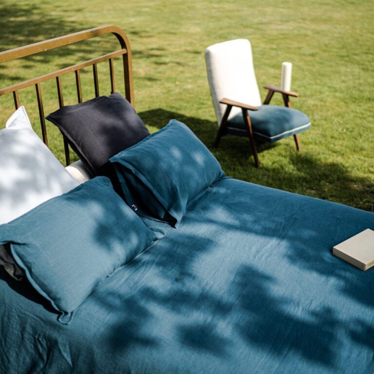 Embrin - Drap Plat en Lin - Bleu