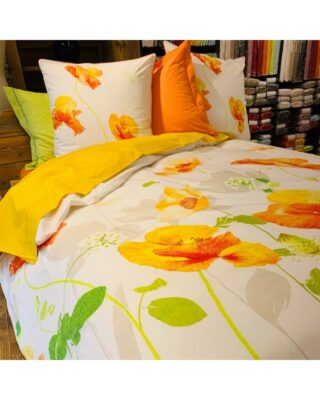Blanc de Gérardmer - Housse de couette en Percale imprimée Coquelicot