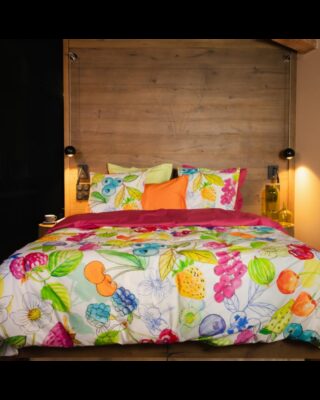 Blanc de Gérardmer - Housse de couette en Percale imprimée Fruit Rouge