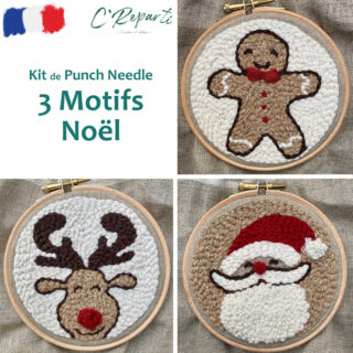 Kit Punch Needle 3 Motifs Noël 1 par la marque C’Reparti C’Reparti - Kit Punch Needle 3 Motifs Noël 1