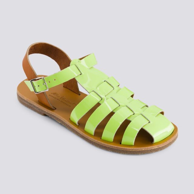 MAX VINCENT - SANDALES FERMEES ACIDULE cuir tannage vegetal vert pastel Femme