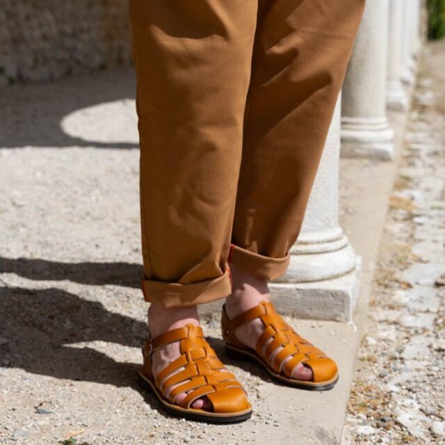 MAX VINCENT - SANDALES FERMEES TRADITION cuir tannage vegetal naturel Homme