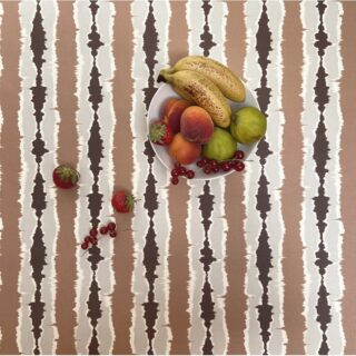 Fleur de Soleil - Nappe coton enduit ikat chocolat