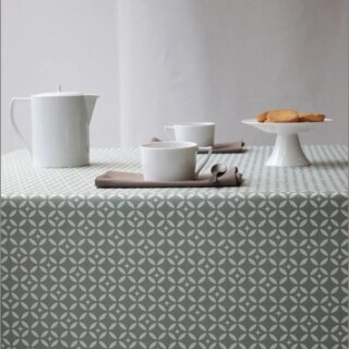 Fleur de Soleil - Nappe en coton enduit Mosaïque verte