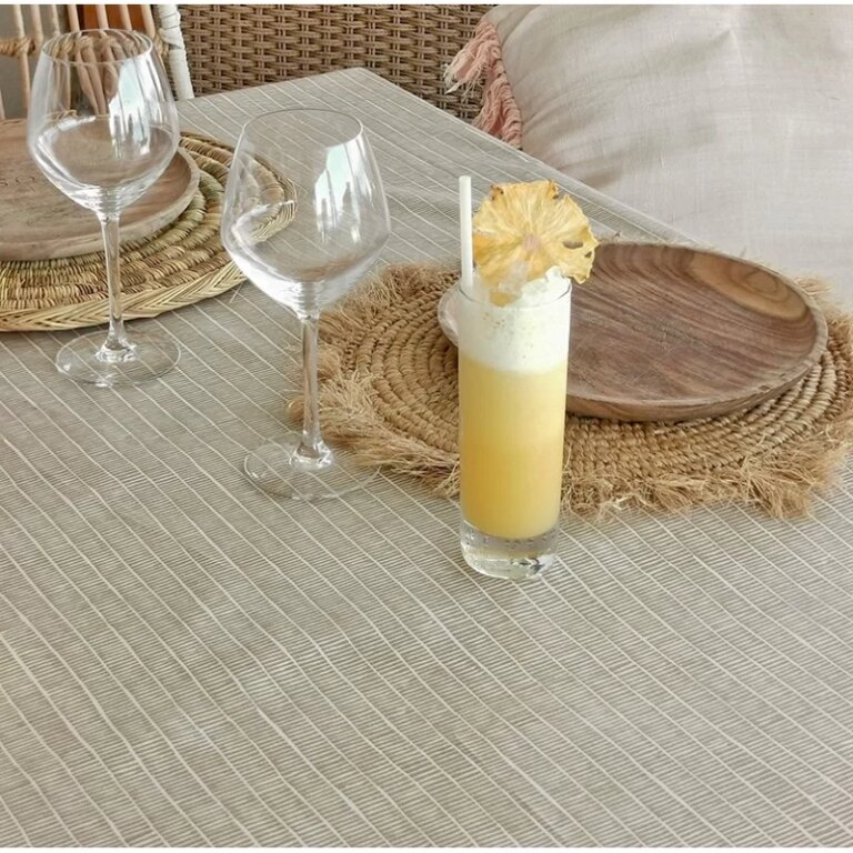 Fleur de Soleil - Nappe enduite Bambou Taupe
